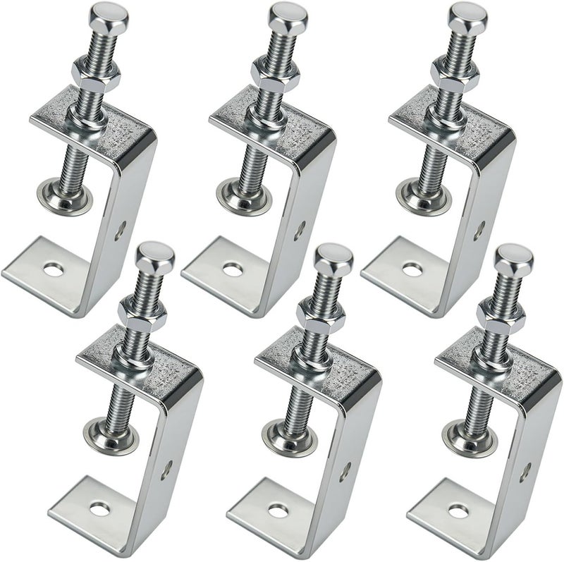 Pioleackflew 6 Pack Stainless Steel C Clamp - 2 9/16 Inch Small C Clamp Set, Heavy Duty Metal C Clamps Mini Tiger G-Clamp Adjustable U Clamps with Stable Wide Jaw Opening for Fixed Woodworking and Welding Mounting - Image 1